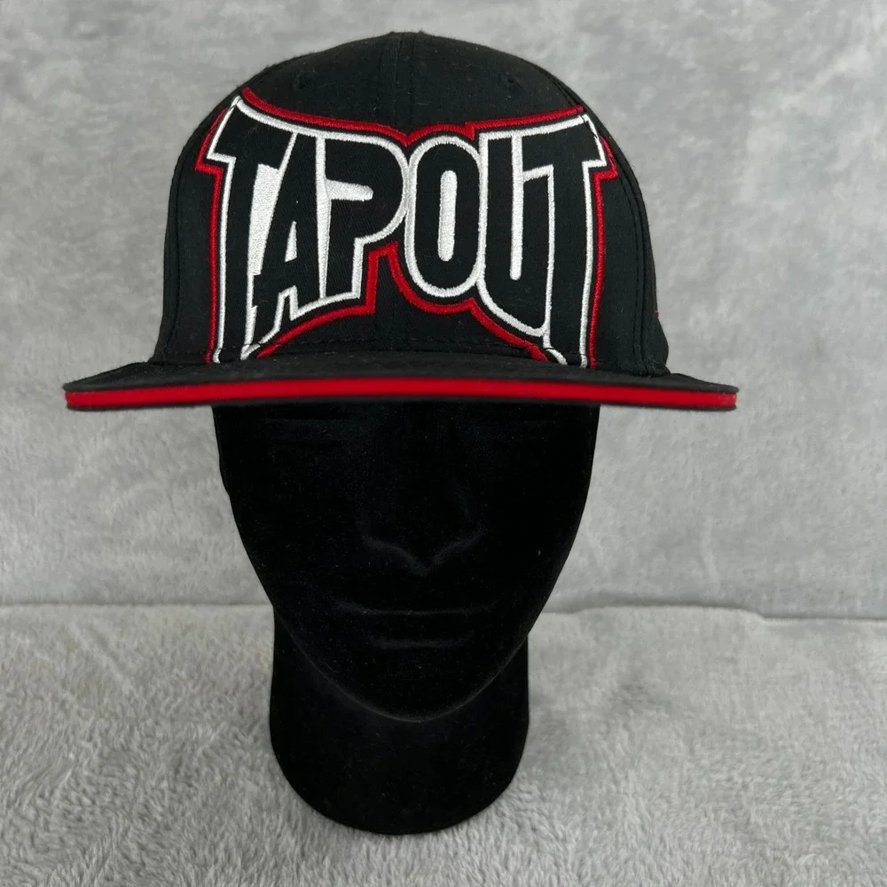 Tapout MMA Snapback Hat Black Flat Brim Embroidered Y2K Fight Streetwear Cap
